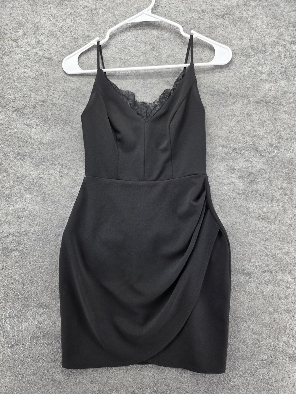 B. Darlin Dress Womens S Black Bodycon Mini V-Neck Strappy Zip Party Cocktail